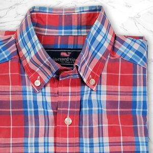Vineyard Vines Men's Long Sleeve Shirt Size XS Red Check Slim Fit Tucker